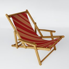 [ Thumbnail: Dark Red and Sienna Colored Lines/Stripes Pattern Sling Chair ]