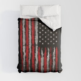 Red & white Grunge American flag Comforter