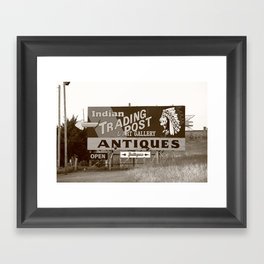 Route 66 - Oklahoma Trading Post Sign 2008 #2 Sepia Framed Art Print