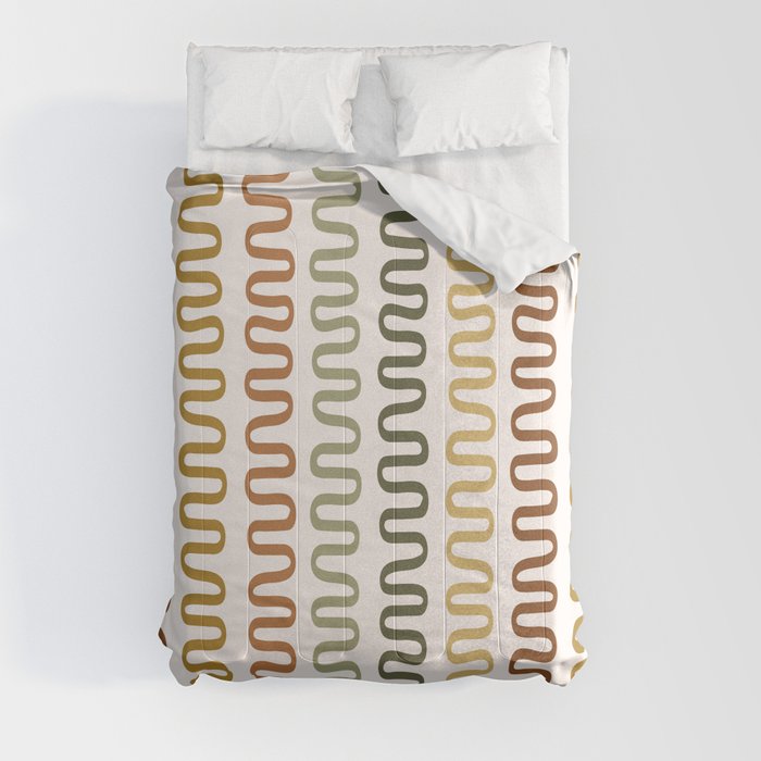 Abstract Shapes 230 in Earthy Sage Green Gold (Snake Pattern Abstraction) Comforter