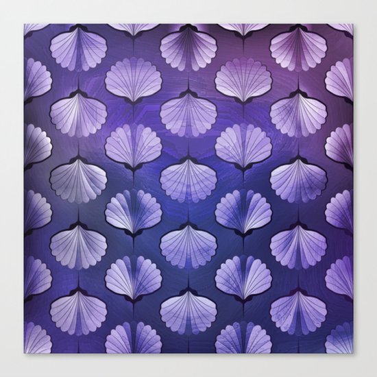 Blue sea geometric pattern texture on blurred background. Graphic illustration of seashells template Canvas Print