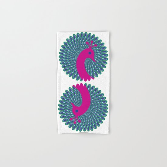 Pink Peacock Hand & Bath Towel