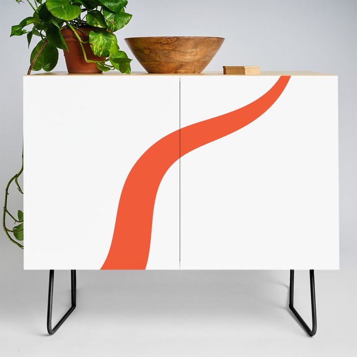 Simple Waves 3 - Orange and White Credenza
