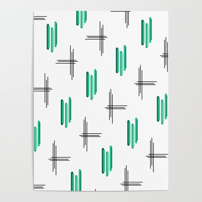 Mid Century Modern Lines Mint Green Poster