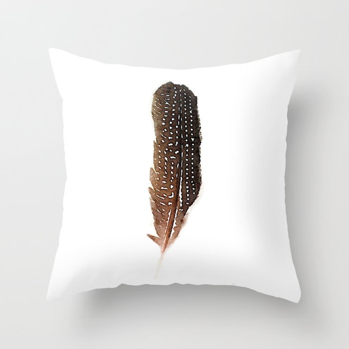 Feather Art Watercolor Throw Pillow