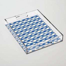 Retro Floral Pattern - White Blue Acrylic Tray