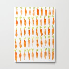 Carrots! Metal Print | Veggies, Rootvegetables, Carrotpattern, Vegetables, Painting, Rabbits, Watercolor, Orange, Rabbit, Carrots 
