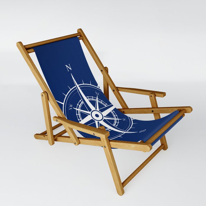 Navy Vintage Nautical Compass Sling Chair