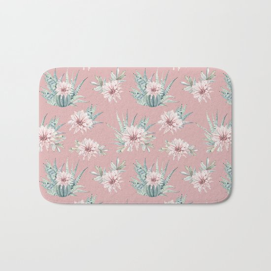 Echeveria Garden Roses Coral Rose Pink Bath Mat