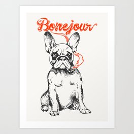 Bonejour Bulldog Art Print