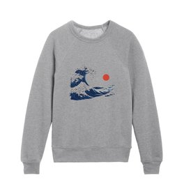 The Great Wave of Siamese Cat Kids Crewneck
