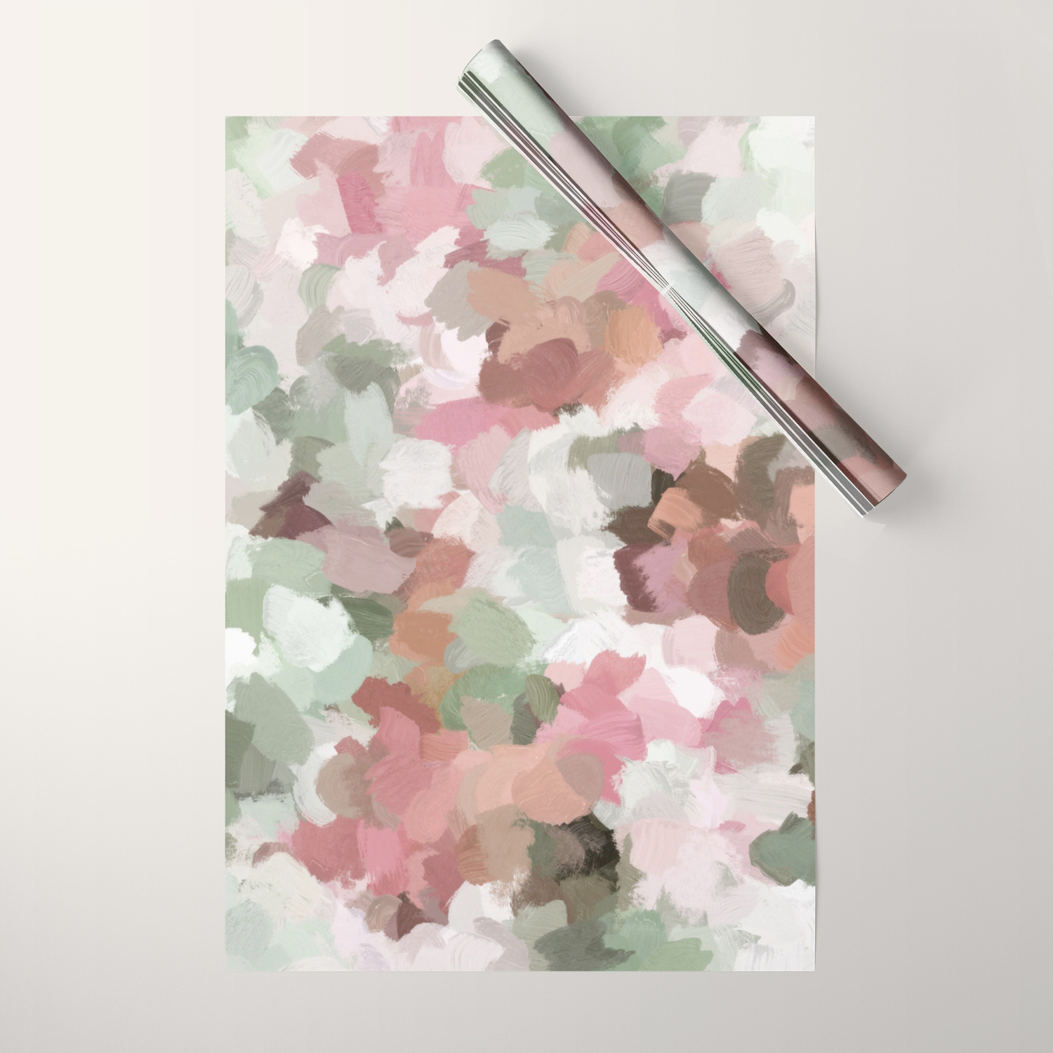 Sage Mint Green Fuchsia Blush Pink Abstract Flower Wall Art