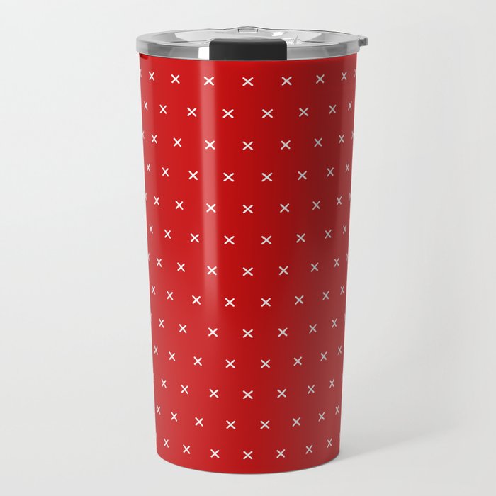 Red and White cross sign pattern Travel Mug