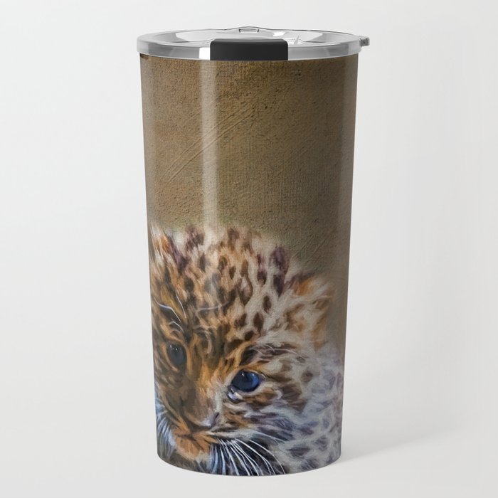 Cute painting amur leopard cub Travel Mug