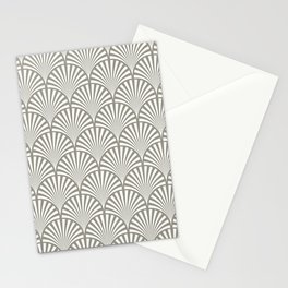 Art Deco Dark Grey & White Fan Pattern Stationery Card