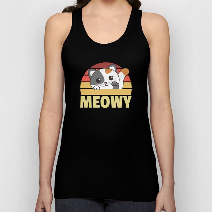 Kawaii Cat Cute Manga Anime Cats Retro Meowy Tank Top