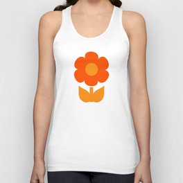 Primrose Flowers Retro Floral Pattern in 70s Brown and Orange Unisex Tank Top