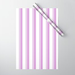 [ Thumbnail: Plum & White Colored Lined/Striped Pattern Wrapping Paper ]