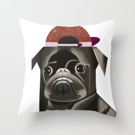 cute animal-black dog 2-red hat,puppies,gift Throw Pillow