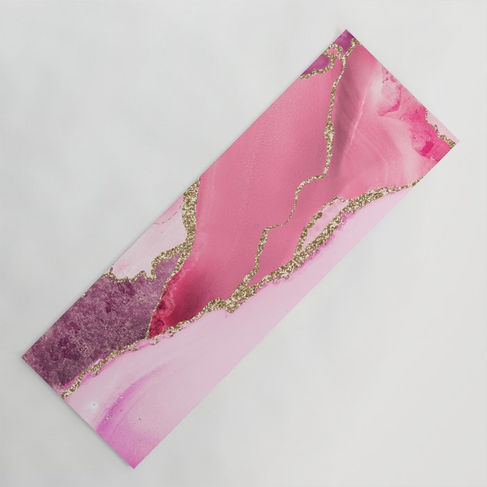 Pink And Gold Scandinavian Marble Landscapes Yoga Mat