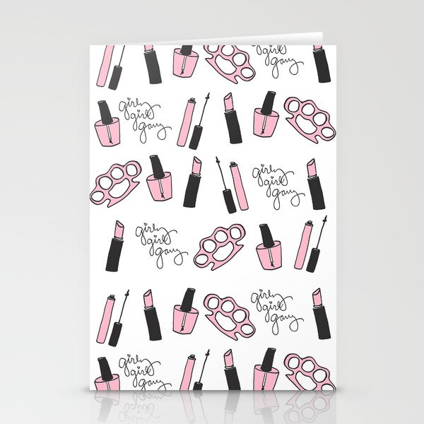 Girly Girl Gang Pattern Stationery Cards By Cloveranddoll Society6