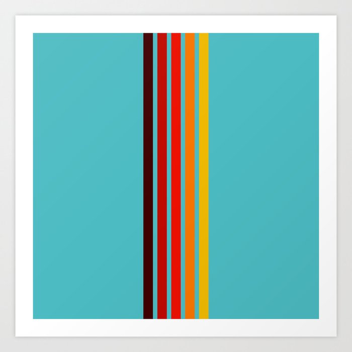 Five Colorful Stripes on Blue Art Print