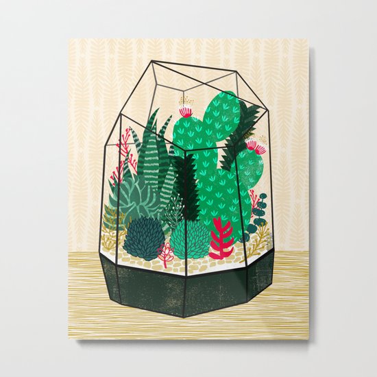 Terrarium - Geodesic Plant for Succulents and Cactus by Andrea Lauren Metal Print