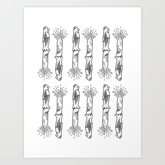 Knives Illustration Pattern Art Print