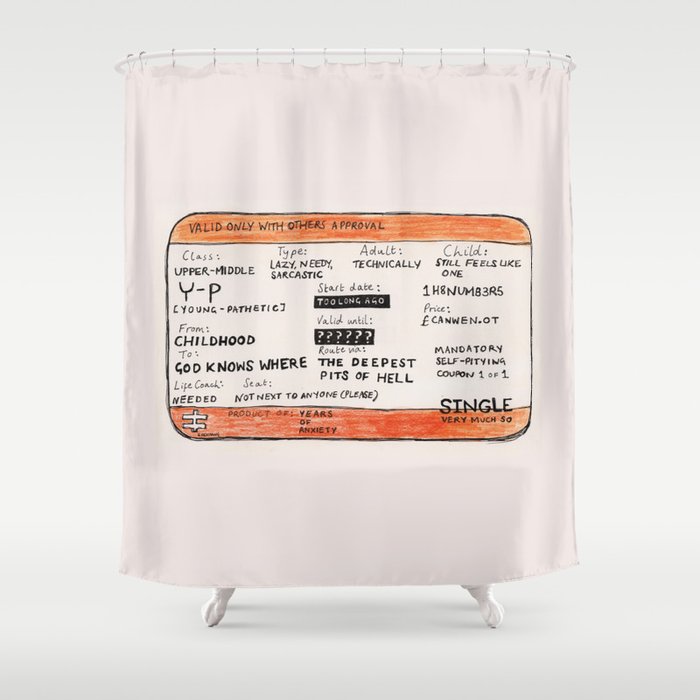 Life Crisis in a Train Ticket Shower Curtain