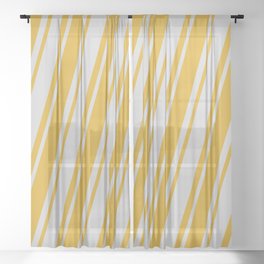 [ Thumbnail: Goldenrod and Light Gray Colored Pattern of Stripes Sheer Curtain ]