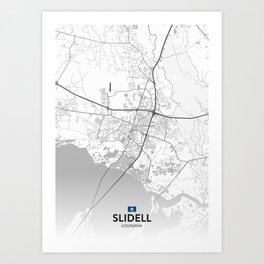 Slidell, Louisiana, United States - Light City Map Art Print