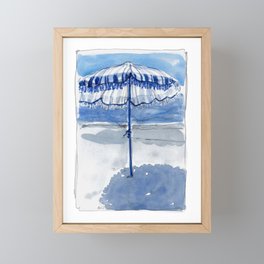 Blue Beach Umbrella Shade Framed Mini Art Print