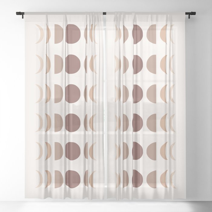 Moon Phases in Shades of Terracotta Sheer Curtain