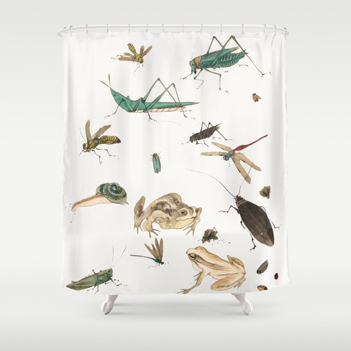 Insects Frogs And A Snail Shower Curtain By Nadja1 Society6 Insects Frogs And A Snail Shower Curtain