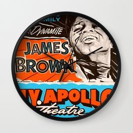Vintage James Brown at the NY Apollo Harlem Theatre Concert Gig Poster Wall Clock