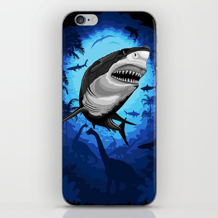Shark Great White on Surreal Jurassic Scenery iPhone Skin