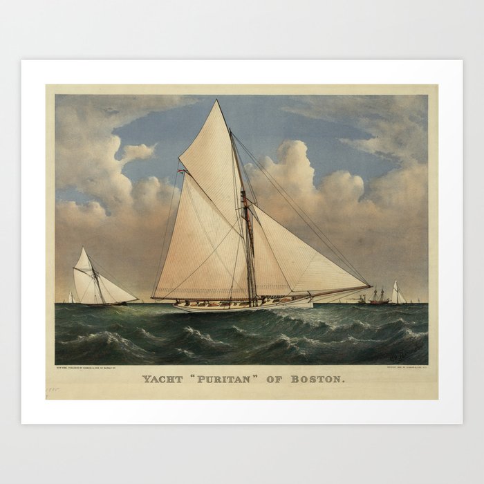 Vintage Boston Yacht - Puritan - Illustration (1885) Art Print