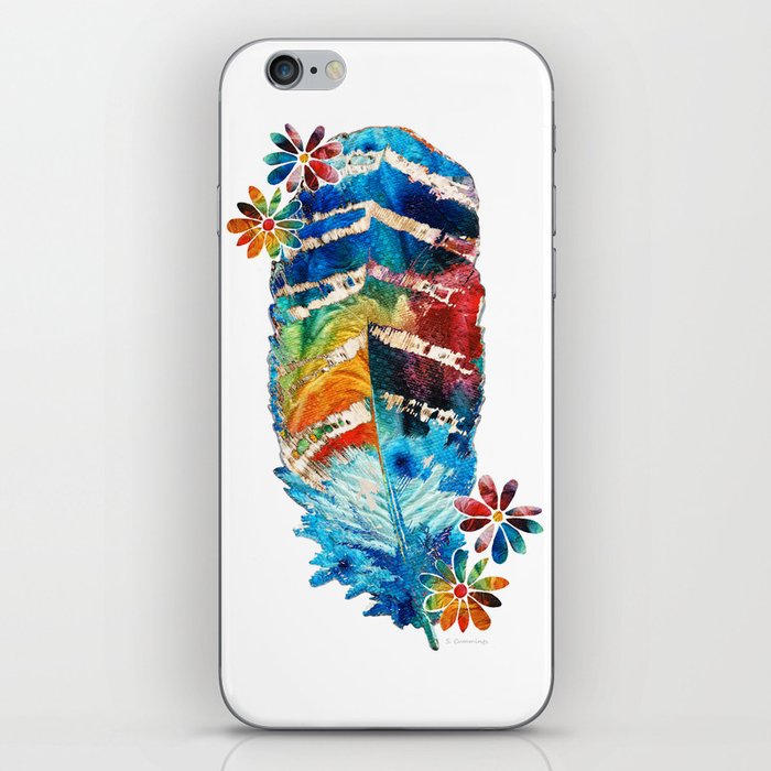 Colorful Whimsical Feather Flowers Art iPhone Skin