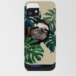 Sneaky Sloth with Monstera iPhone Card Case