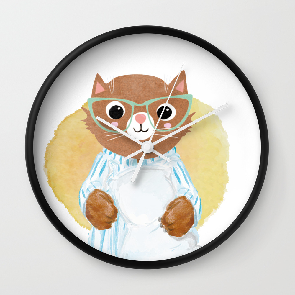 Funny Cat S Pajamas Shirt Gift For Cat Lovers Wall Clock By Wwb