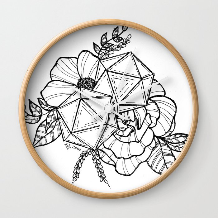 D20s and Florals Wall Clock