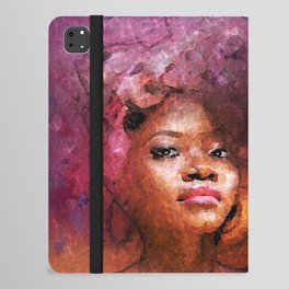 African American portrait of a young woman in twilight purple painting for home and wall decor iPad Folio Case