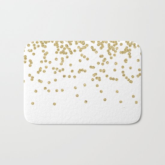 Sparkling golden glitter confetti - Luxury design #Society6 Bath Mat