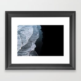 Minimalist Waves on a black sand beach in Iceland – Landscape Photography Framed Art Print