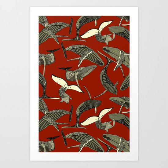 just whales red Art Print