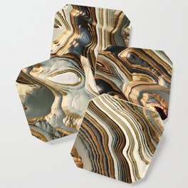 White Gold Agate Abstract Coaster