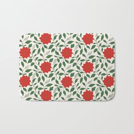 Vintage Floral in Red and Green Bath Mat