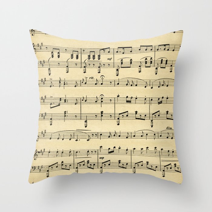 Antique Sheet Music Throw Pillow