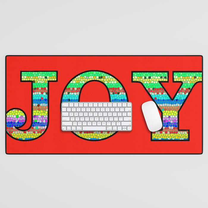 Joy Word Art Red Desk Mat