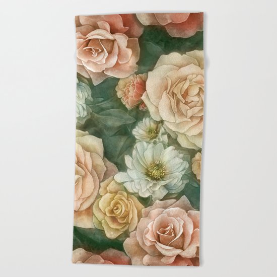 Floral rose pattern Beach Towel